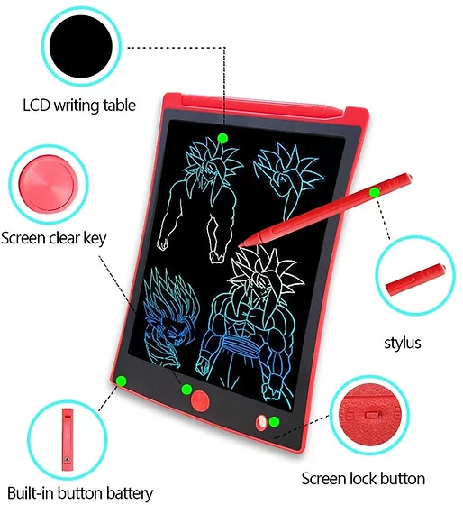 Cergrey Bloc-notes Électronique 12in Grand Écran LCD Table d'Écriture  Tablette de Dessin Portable avec Stylo pour les Enfants à Usage Répété,  Tablette d'Écriture 